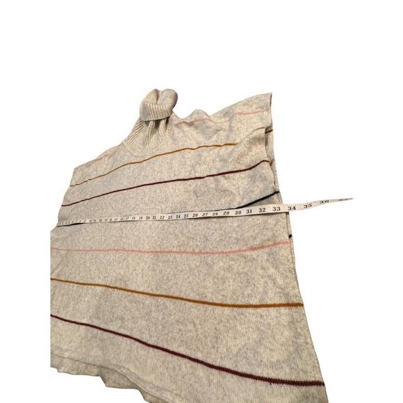 Loft Womens Striped Turtleneck Poncho Sweater Beige Multicolor M/L0 - Picture 6 of 7